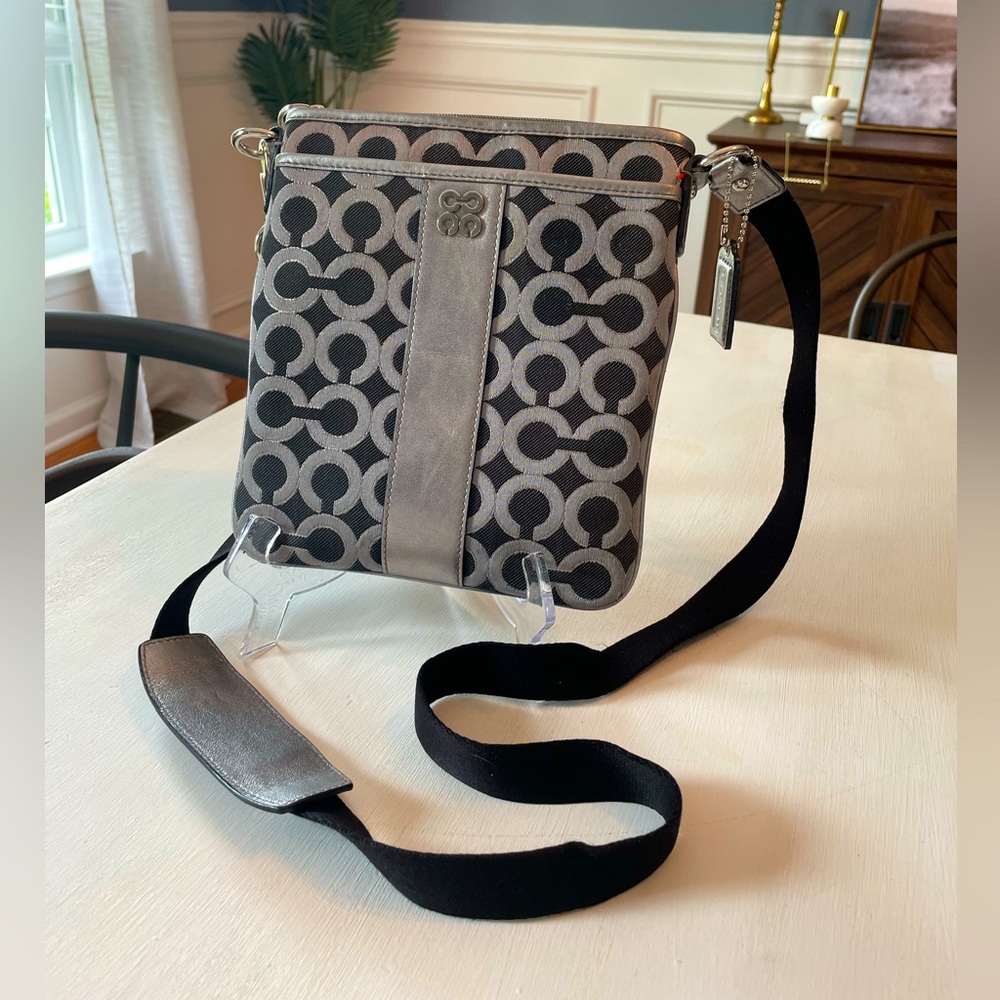 Coach Black and Silver Crossbody Bag EUC